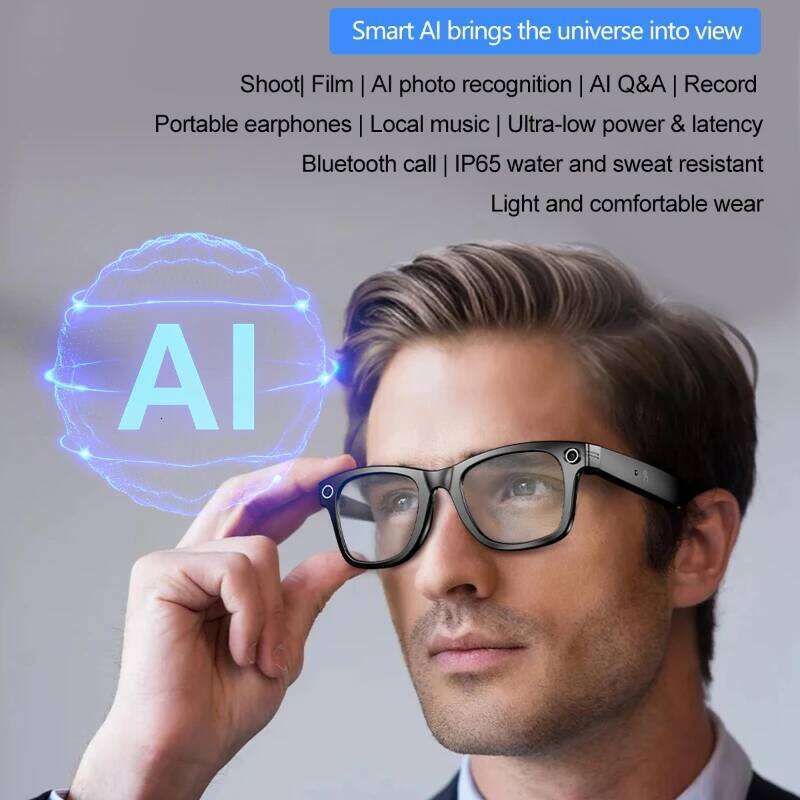 Smart AI Translation 100+ Languages Photo Recognition Camera Sunglasses Anti-Blue Light Video Recording Glasses