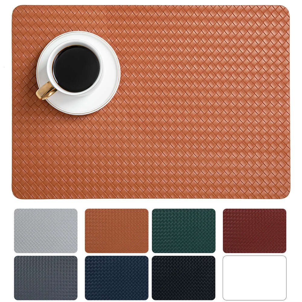 6 pieces Nordic Style Creative Double-Sided Woven Leather Placemat Dining Heat Insulation High-End Hotel Home Anti-Scald Table Mat