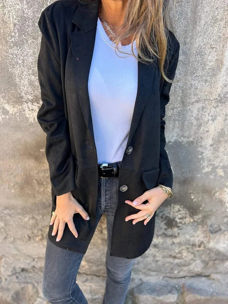 Autumn Winter Women Fashion Solid Long Trench Coats Vintage Mid length Polo Collar Long Sleeve Open Front Coat Female Outerwears 250709