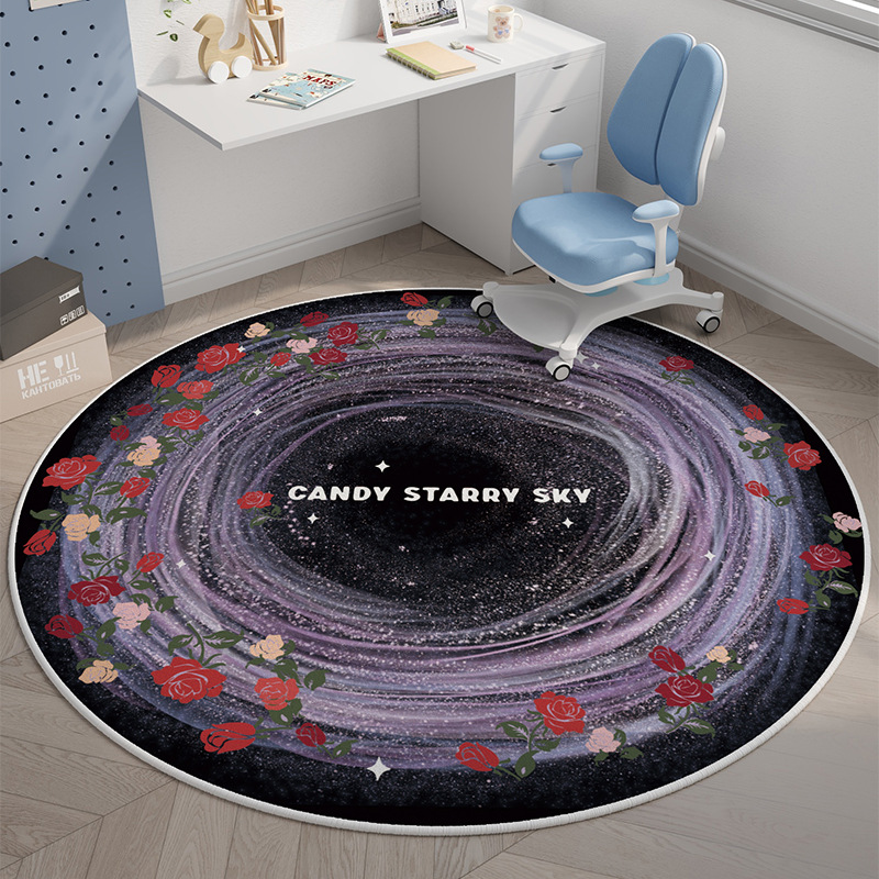 Simple Imitation Cashmere Home Decorative Round Carpet Bedroom Bedside Entrance Non-slip Comfortable Floor Mat
