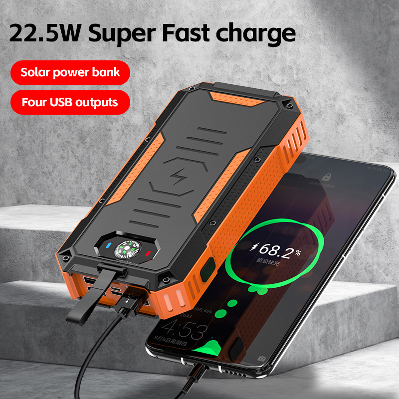 Wireless Solar Power Bank 30000mAh External Battery Charging Poverbank External Battery Charger LED Light for All Smartphones