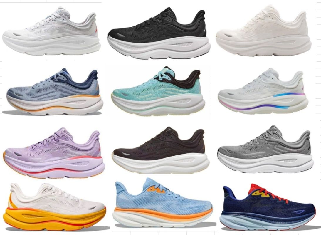 Designer Bondi 8 Running Shoe Shoes Womens Clifton 8 Clifton 9 Triple Black White Bellwether Blue Fog Mist Peach Mountain Vibrant Orange Sport Men Sne