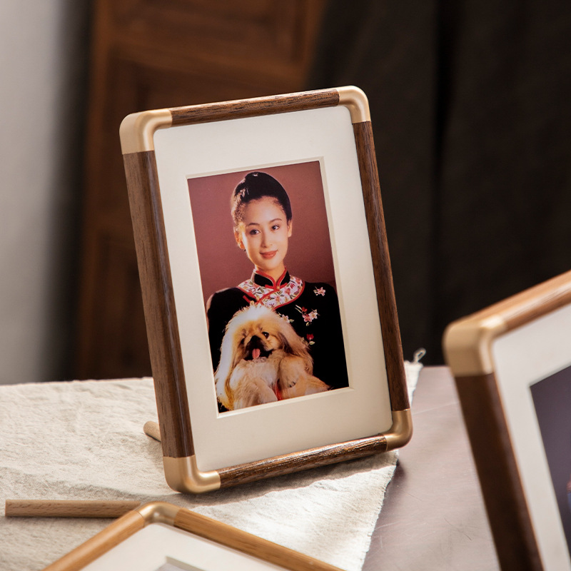 Solid Wood Washing Made Photo Set Table Simple Family Portrait Small Picture Wall Frame Ornaments Walnut H260306