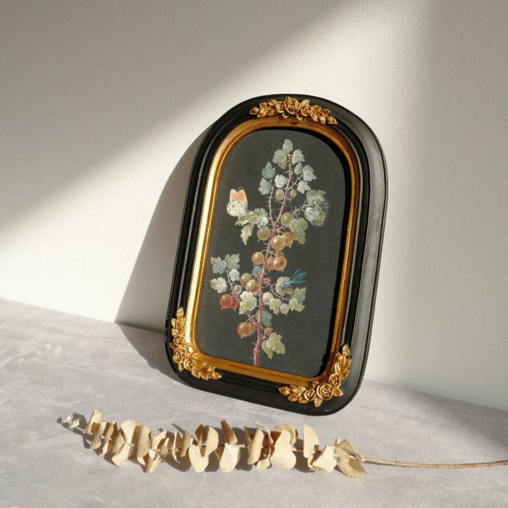 Photo Elegant Vintage Resin Picture Frame Carved Flower Design High Clarity Glass Wall for Home H260306