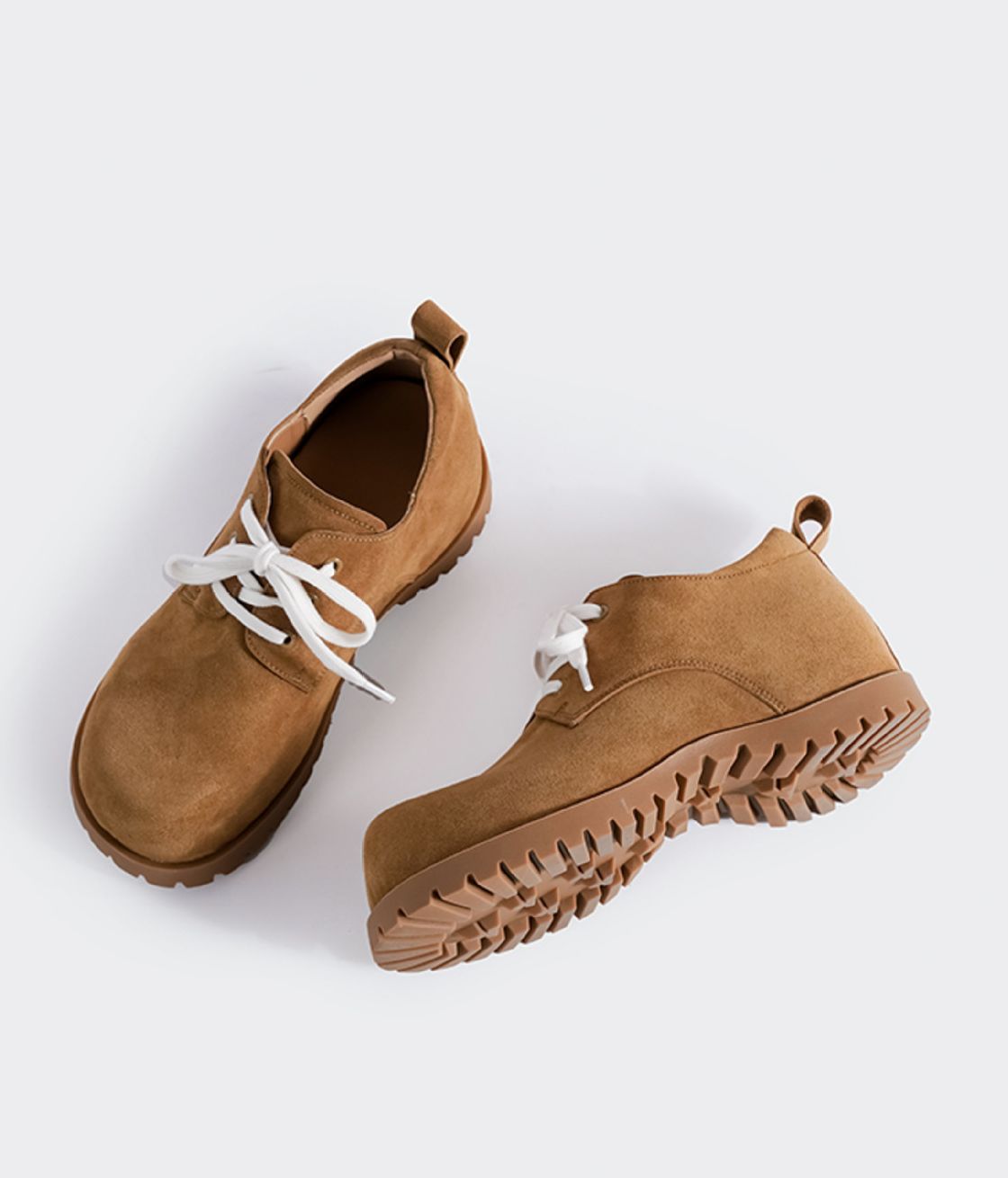 Stylish Fashion Women Leather Shoes Oversized Versatile Round Toe Leather Thick Sole Chunky Rock Gothic Shoes Leather Non-Slip Air Cushion Comfortable