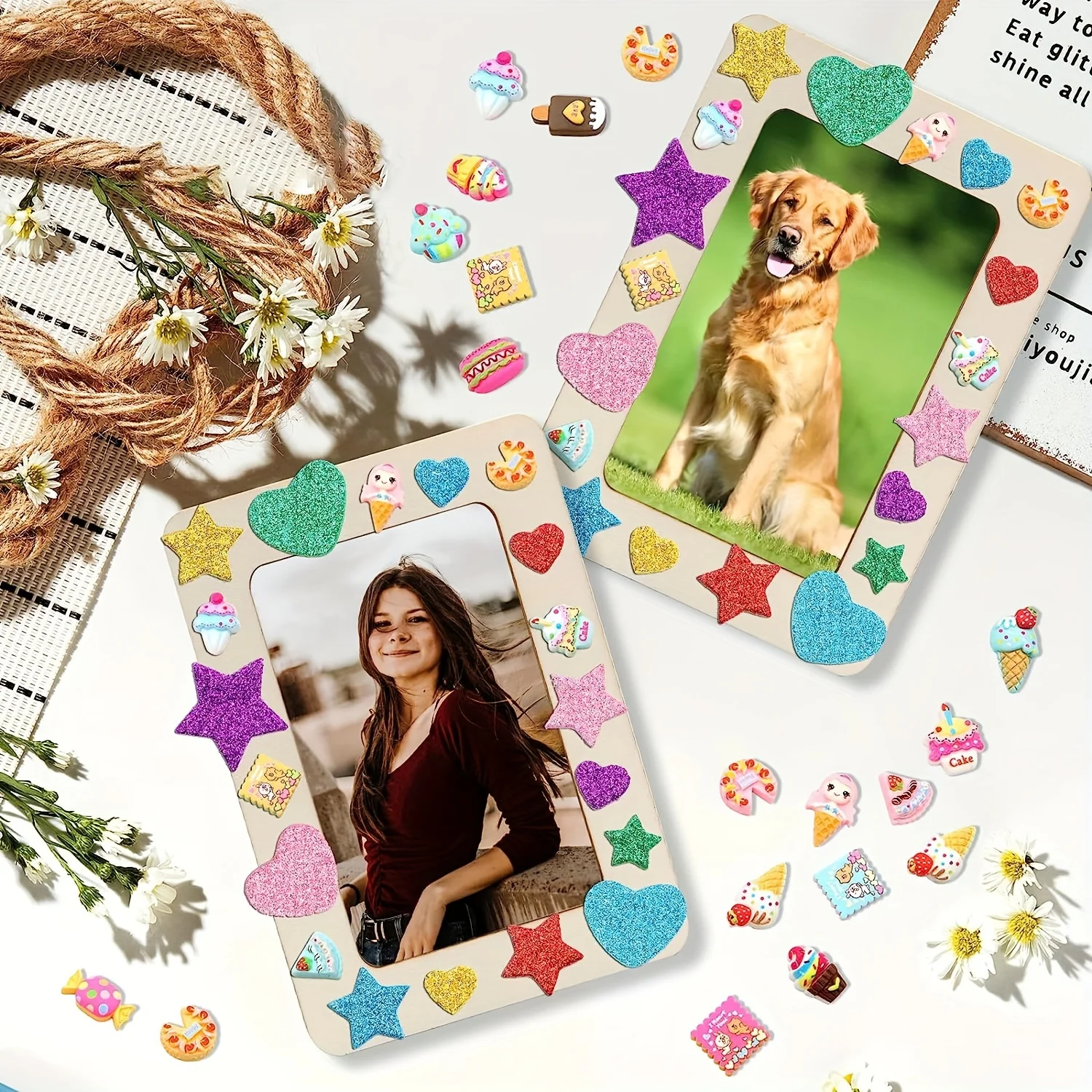 6pcs Wooden Frames for Crafts Photos Standing Postcard Picture Frame Set Unfinished DIY Keepsake Kit Decoratable Coards H260306