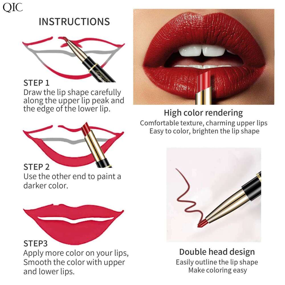 2 IN 1 Lip Liner Waterproof Nude Matte Lipstick Pencil Sexy Red Long Lasting Double Ended Lipliner Makeup Cosmetics For Women X250710