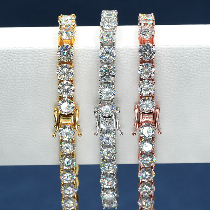 4mm 925 Sterling Silver Grade Gra VVS White Mossanite Moissanite Diamond Tennis Chain Bracelet for Gift