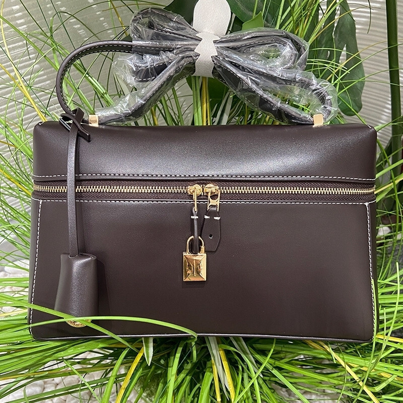 Designer Women Extra Pocket L27 LunBags Box Leather Crossbody Shoulder Fashion Makeup Bag Double Zipper Mini Tote 240229