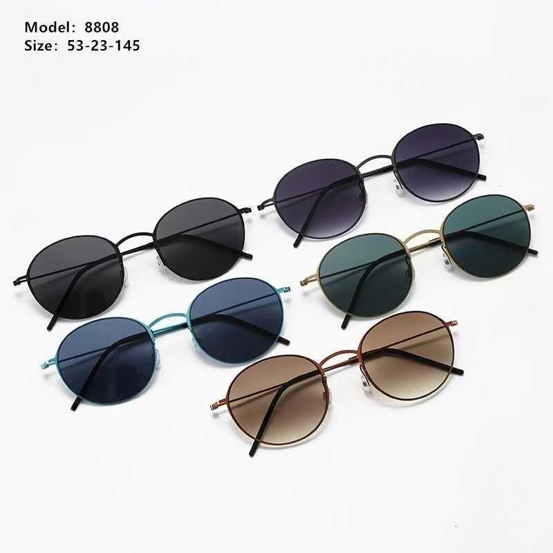 Retro Round Handmade Mens Sunes Brand Designer Mirror Sunshade Lightweight No Screw Anti-reaction for Men 8808 es W250709