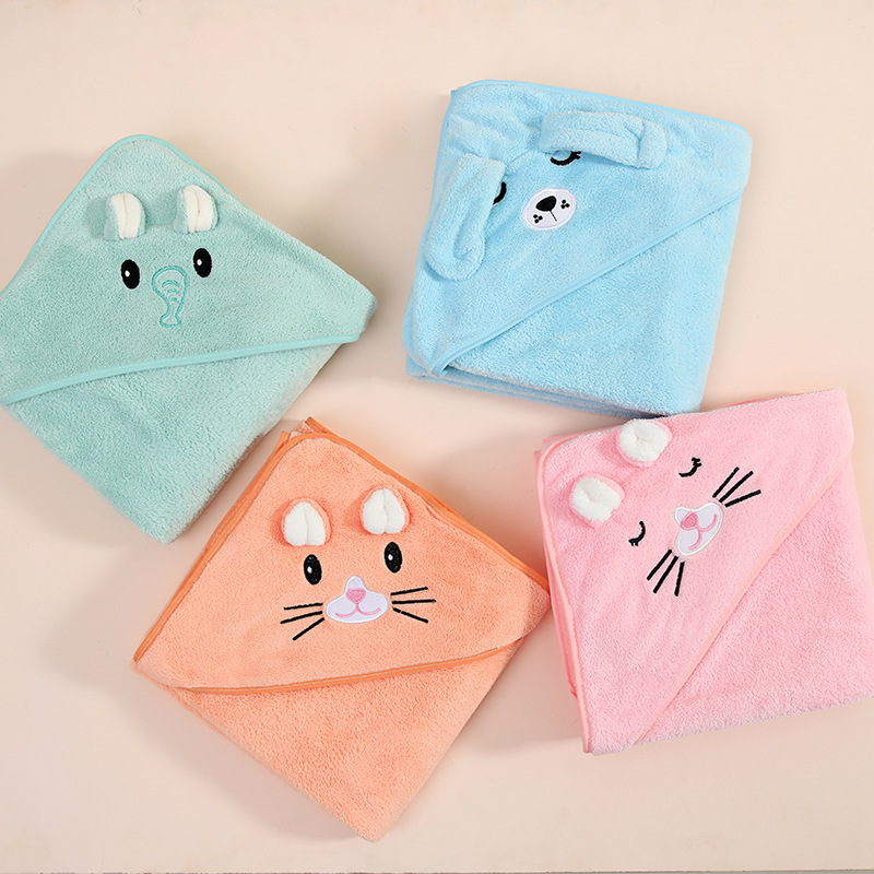Cute Bath Towel for Baby Soft Absorbent Towel Newborn Swaddle Wrap Baby Blankets for Girls Boys