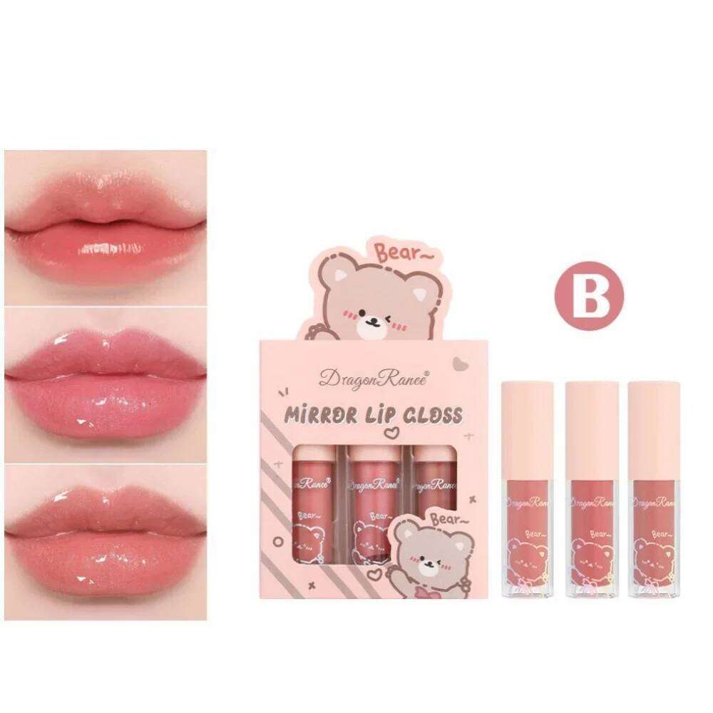 Dragon Ranee 3pcs Mirror Gloss Set Hydrating Shining Glaze Moisturizing Pearl Liquid Lipstick Cartoon Lip glosses Sets X250710