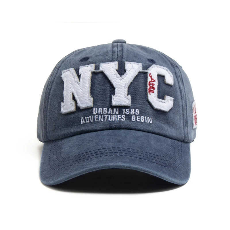 New Vintage Big Letter NYC Baseball Cap Men Cotton Washed Spring Autumn Visor Soft Snapback Fashion Hat For Women M250710