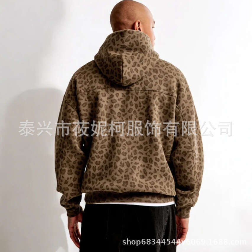 Autumn And Winter Leopard Print Hooded Sweatshirt Sports Style B5