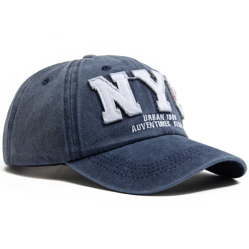 New Vintage Big Letter NYC Baseball Cap Men Cotton Washed Spring Autumn Visor Soft Snapback Fashion Hat For Women M250710