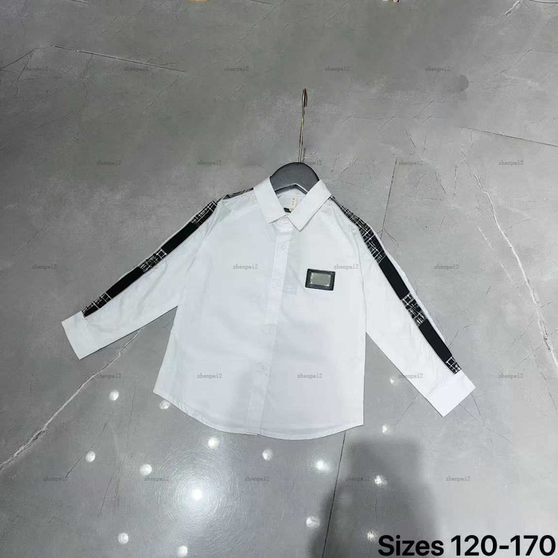 Child Clothing baby shirt Metal nameplate decoration lapel shirt kids designer clothes child cardigan girls boys Blouses A223X07N059