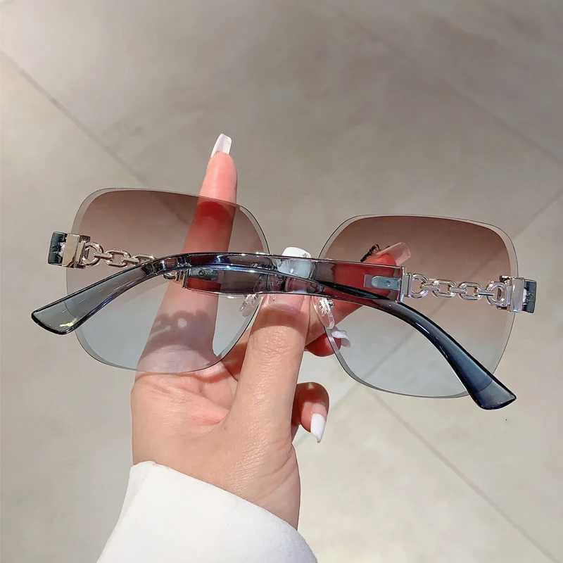 KAMMPT Gradient Tea Trendy Wen Sunes Oversize Rimss Retro S for Decoration Driving UV Protection Sunglasses W250709