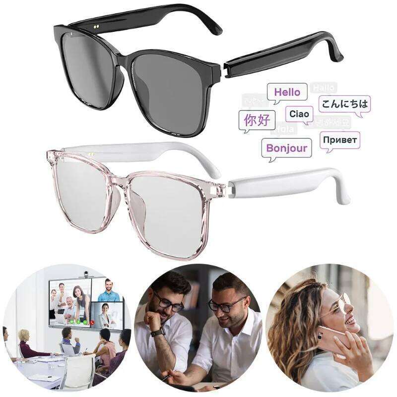 Designer brand AI with language simultaneous interpretation real-time recording writing listening and Spe translation sunglasses