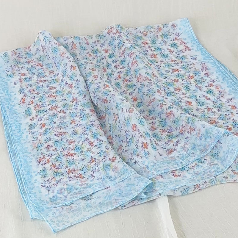 K1302 Foreign trade hot sale new georgette floral silk scarf literary fashion decorative neck scarf travel photography sunscreen