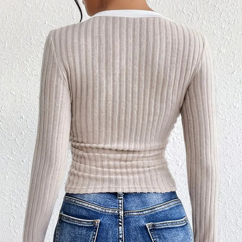 Women's Knits & Tees Chic Women's T-Shirts Collection: Versatile V-neck Long Sleeve Casual Wear