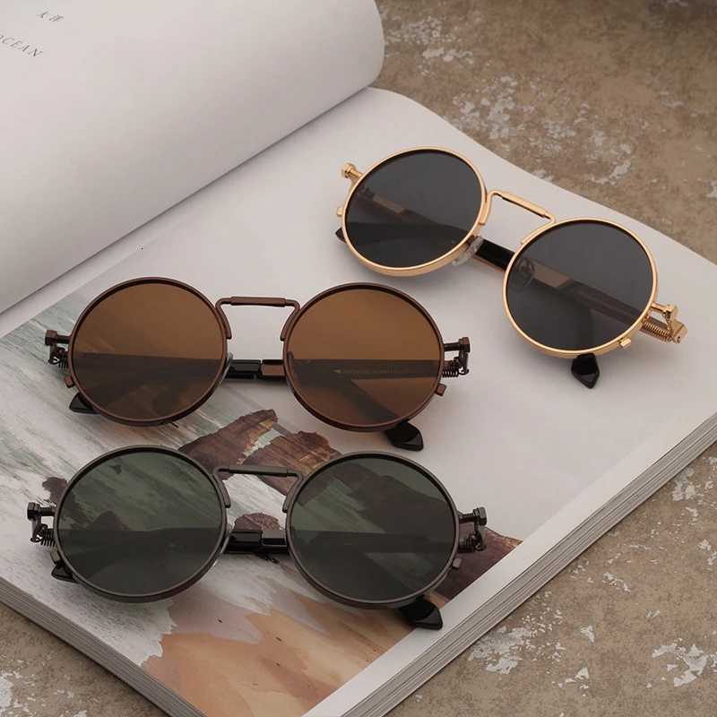 Vintage Punk Sty Sunes Men Retro Round Metal Fe Wen Sun es Fashion Eyewear Womens Sunglasses UV400 W250709
