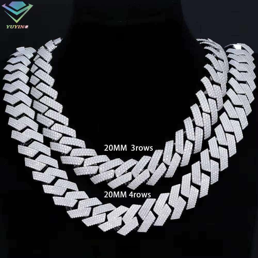 Luxurious 20mm 24mm Heavy Boutique Jewelry S Sier Hip Hop Necklace VVS Silicon Cuban Chain