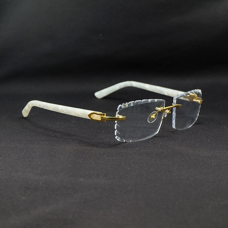White Acetate Sunglasses Small Diamond Cut Sun Glasses Fashion Stylis Carter Luxury Eyewear Vintage Driving Shades Eyewear Silver Frame 012