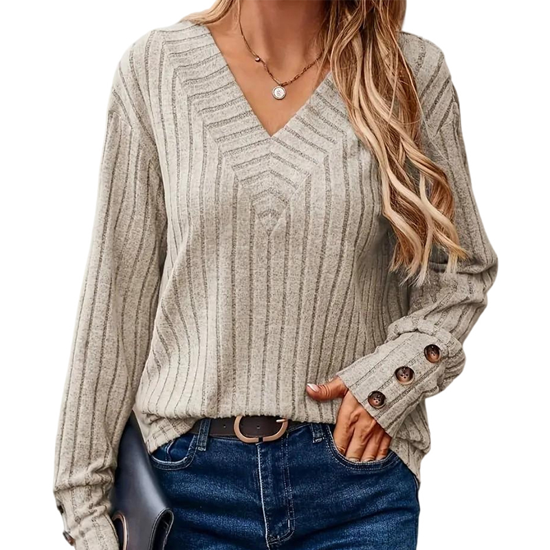 Women's Knits & Tees Chic Womens V-neck Knit Tee - Soft Cotton Blend for Comfort