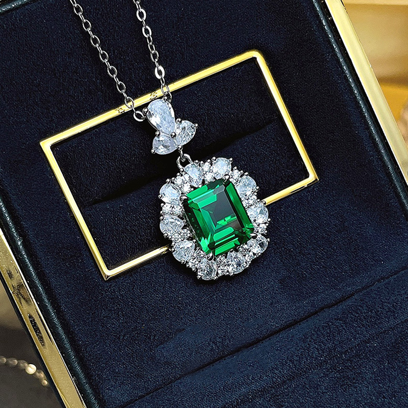 Choucong Brand New Wedding Sets Jewelry Sterling Sier Fill Emerald Zircon CZ Dia Party Stud Earring Princess Ring Clavicle Necklace Gift