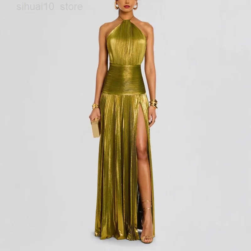 Elegant Women's Corset Cocktail Dress: Off-Shoulder Halter Gown with Slit for Parties & Special Occasions C260312