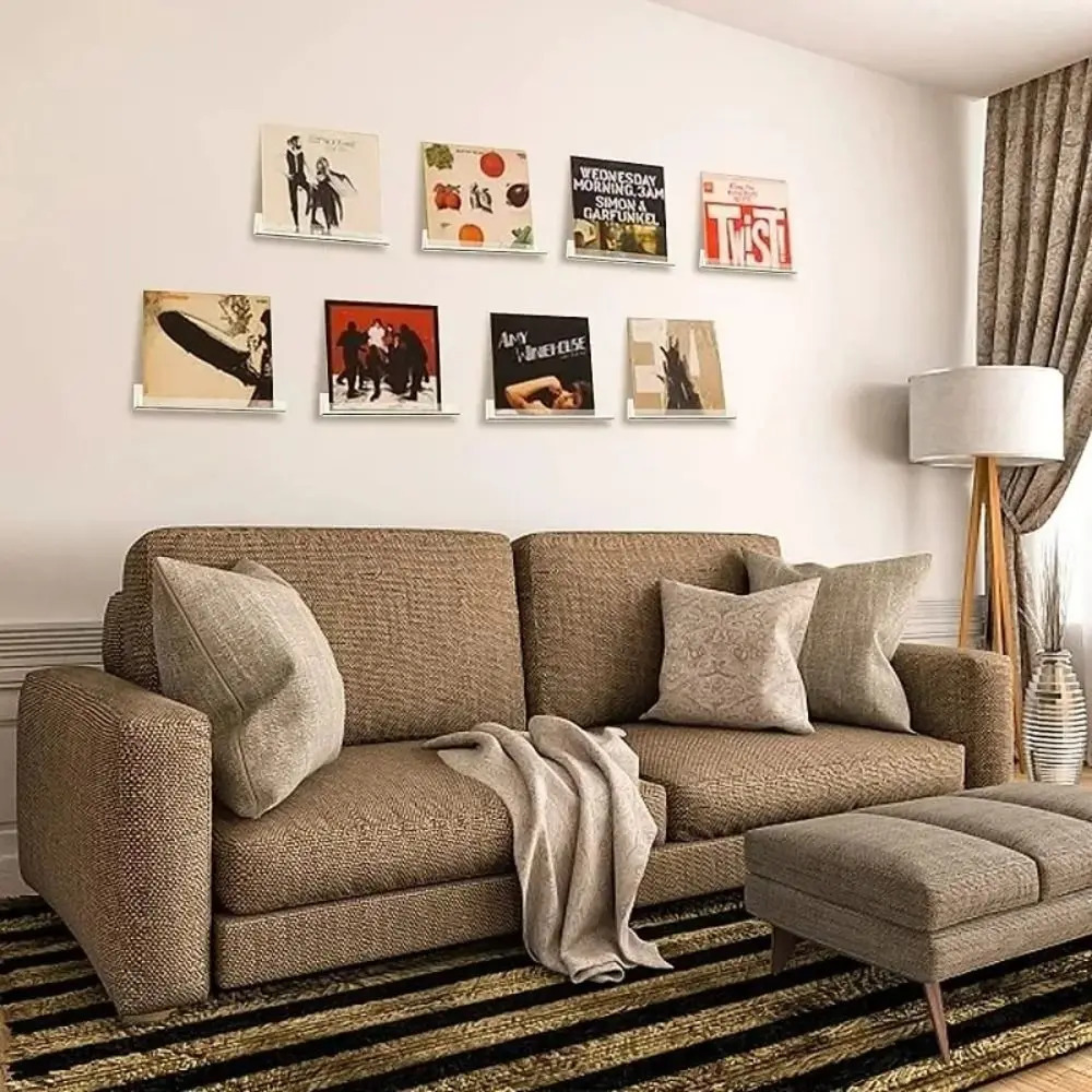 Creative 4/7/12inch Record Display Stand Clear Wall Mounted Vinyl Record Holder Acrylic CD Shelf 250707