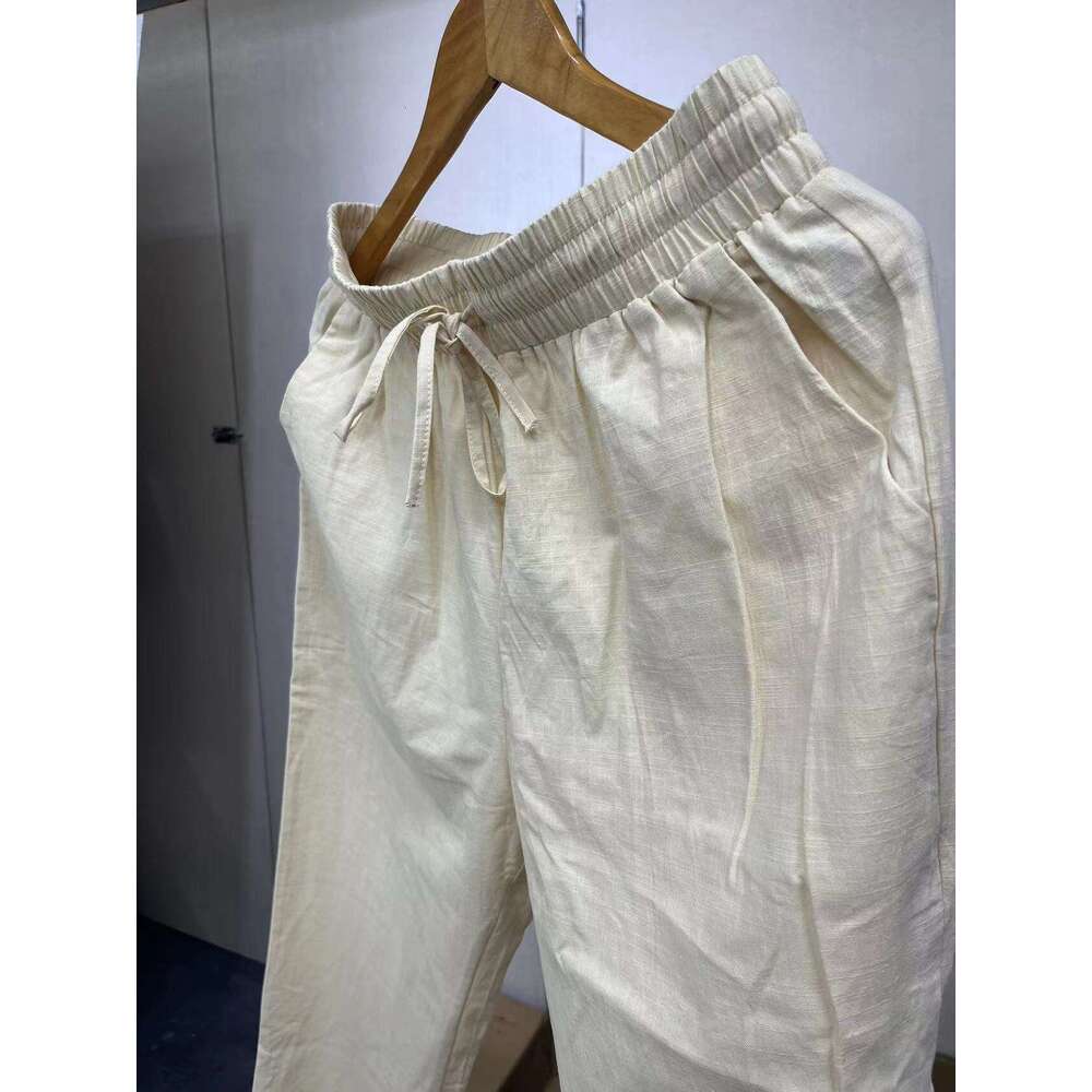 Women's Spring Summer New Cotton Linen Pants Casual Fashion Slimming Simple Versatile B5