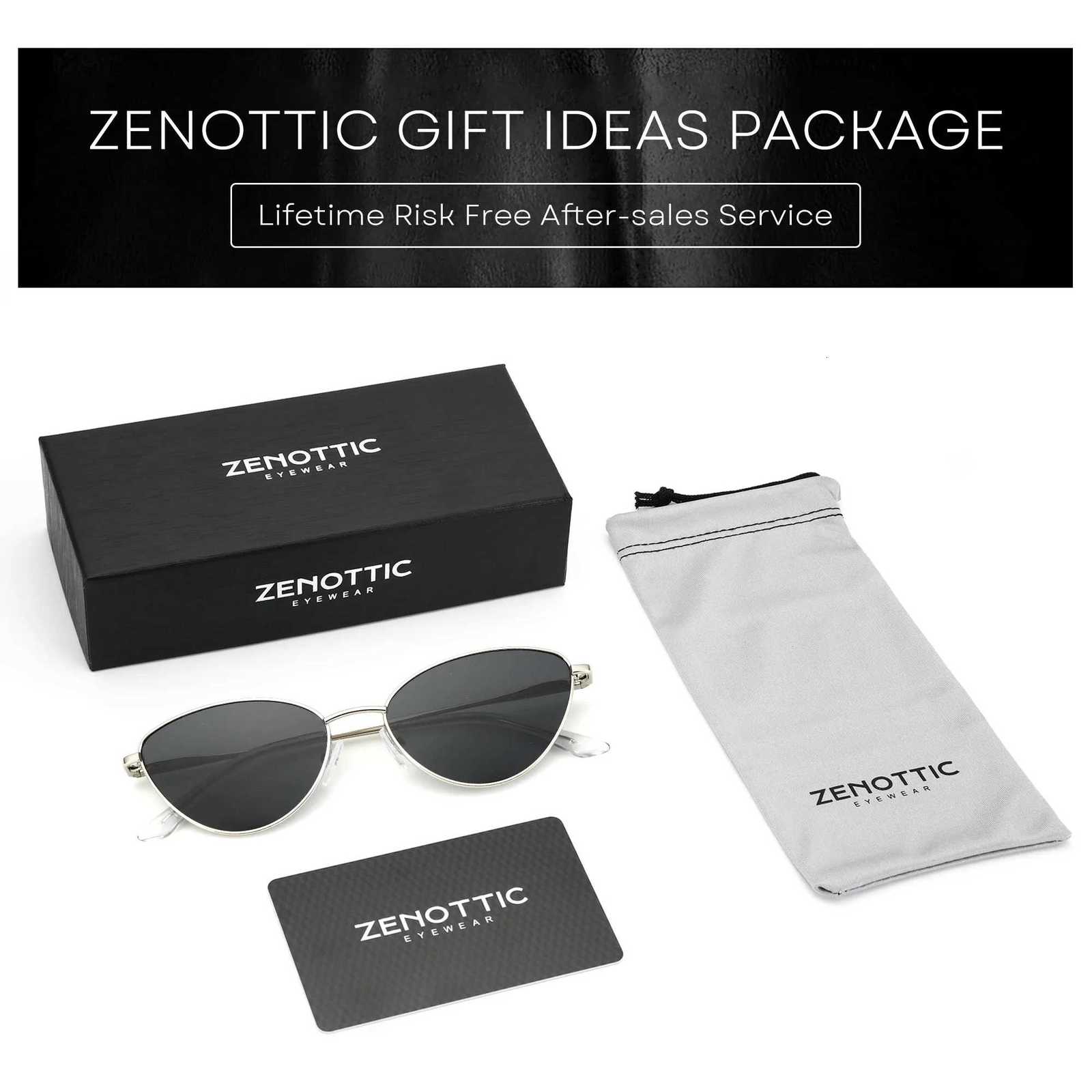 ZENOTTIC Vintage Small Cat Eye Sunes Fashion Narrow Metal Fe Polari Sun es UV Protection for Wen W250709
