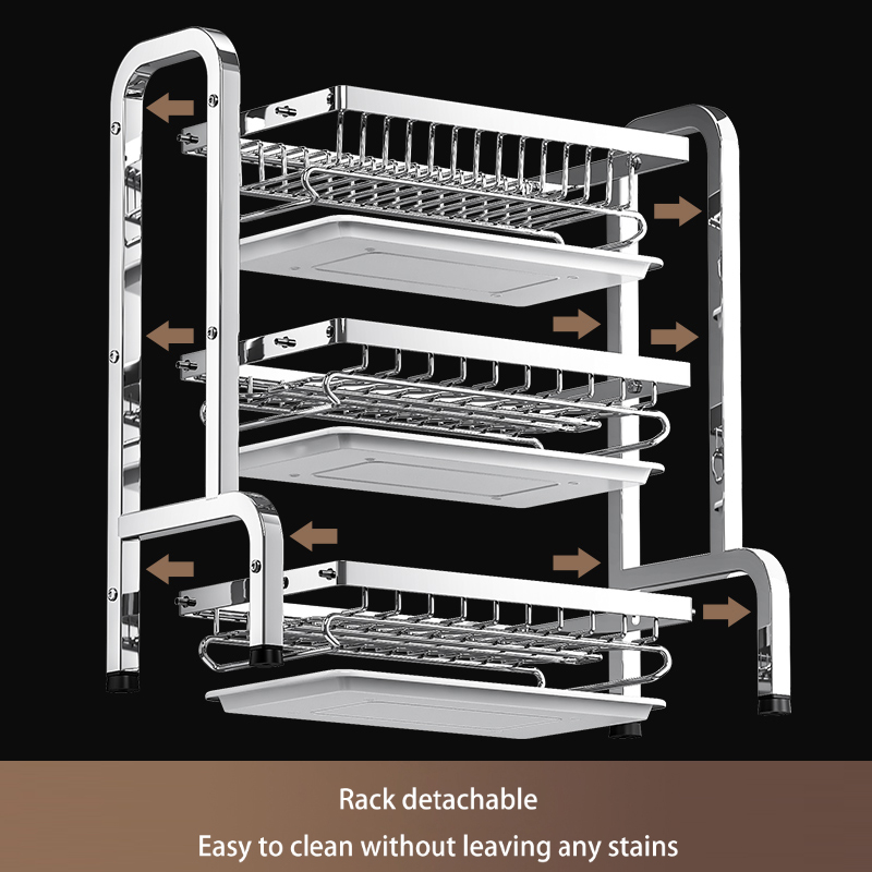 Kitchen storage rack Durable Kitchen Organizer: Multipurpose Stainless Steel Dishware Racks for Plates & Bowls