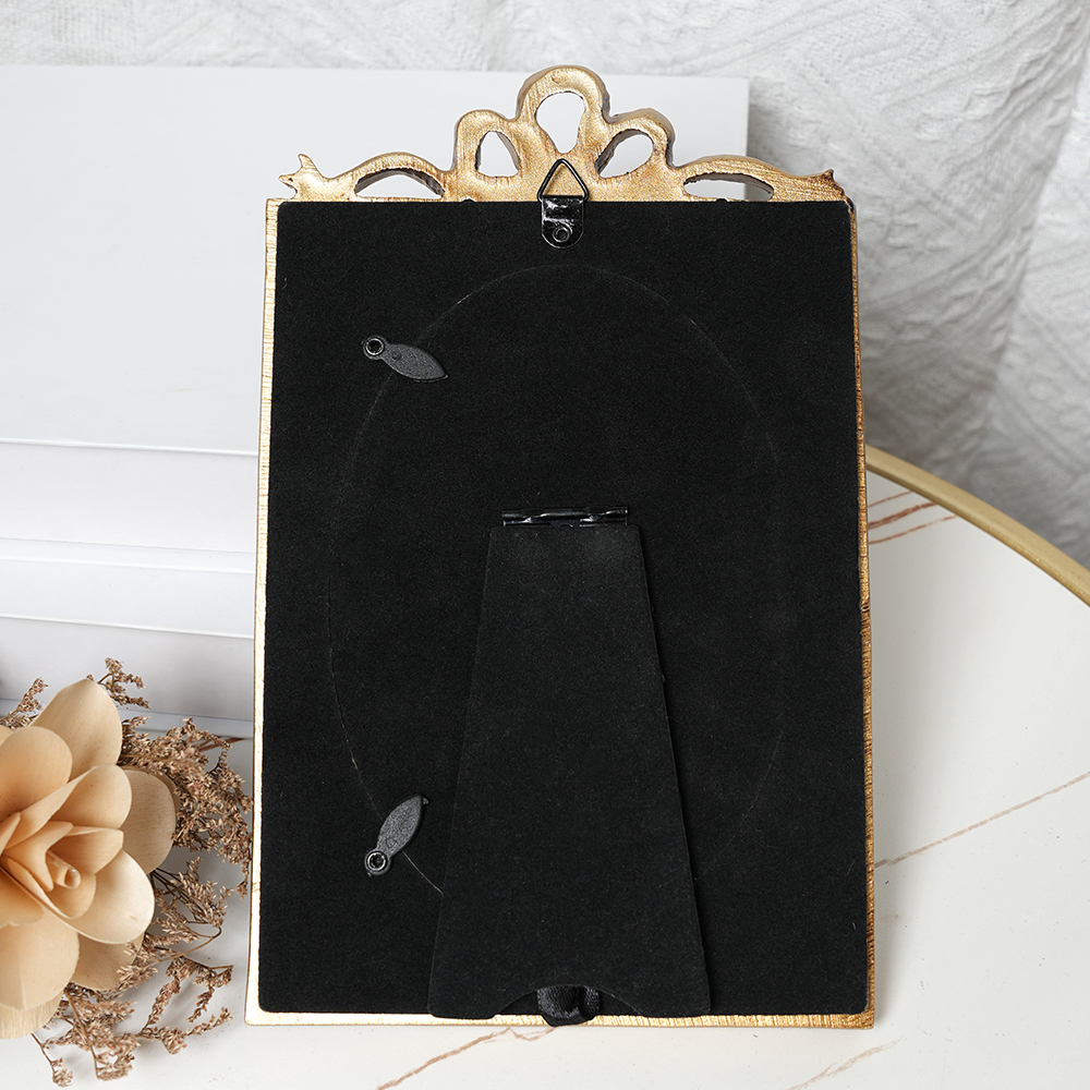 Golden carved decorative desktop ornaments wall-mounted combination of resin light luxury lace picture frame H260306