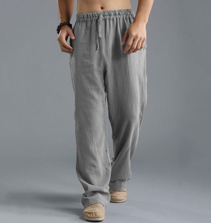 New Men's Casual Cotton Linen Pants Male Summer Large Size Breathable Solid Color Trousers Sports Fitness Streetwear S-5XL