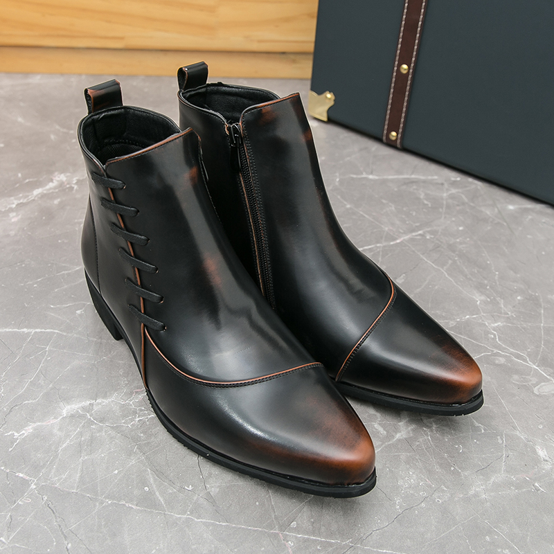 92345- New Martin boots men's Korean version British pointed high top men's trendy European and American personalized leather shoes men'