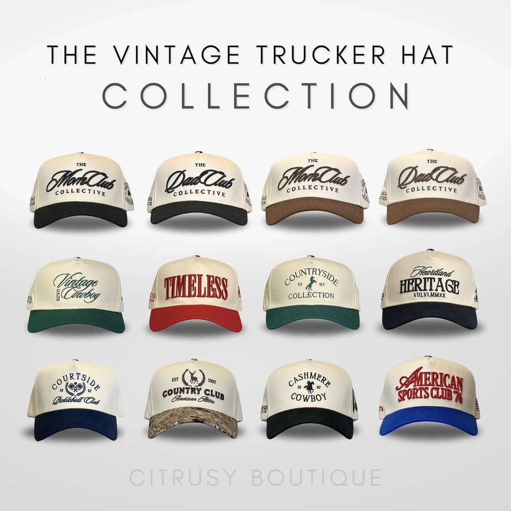 Vintage Trucker Men & Women Kids Grandpa Boy Mom Girl Dad Hats Country Western Cotton | Snapback
