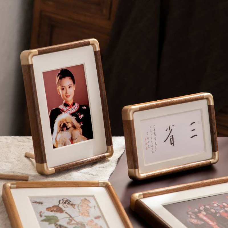 Solid Wood Washing Made Photo Set Table Simple Family Portrait Small Picture Wall Frame Ornaments Walnut H260306