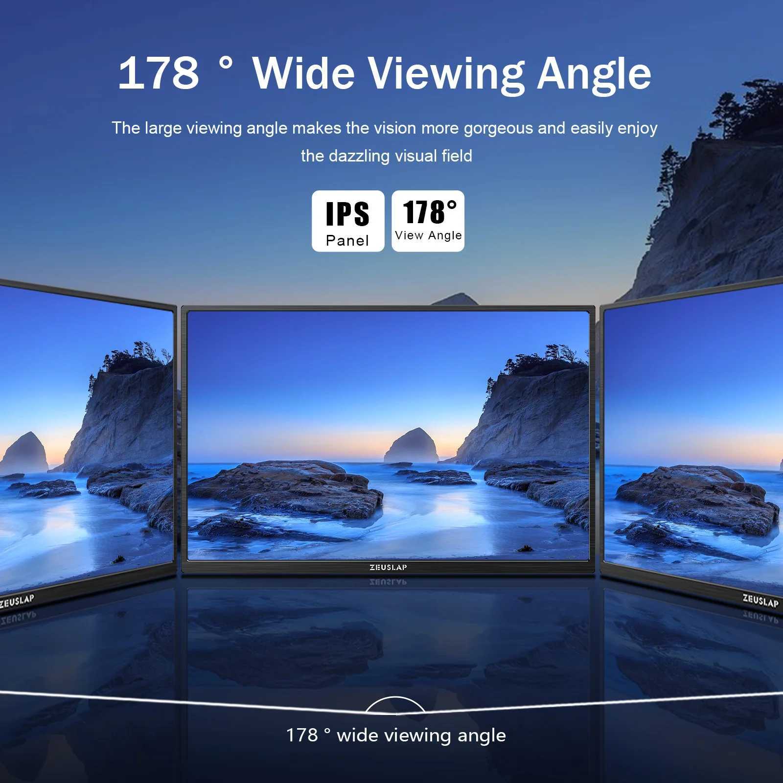 ZEUSLAP 16 Portable Monitor 100% sRGB 1200P IPS Screen Travel Gaming Computer Display for Steam Deck Laptop Switch PS4 PS5 Xbox L25071011