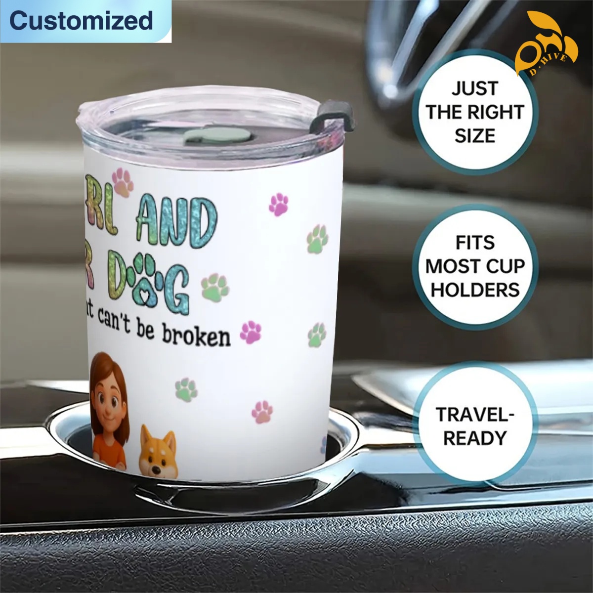 free shipping of customized 20OZ travel mug with sliding cover with exquisite patterns from US