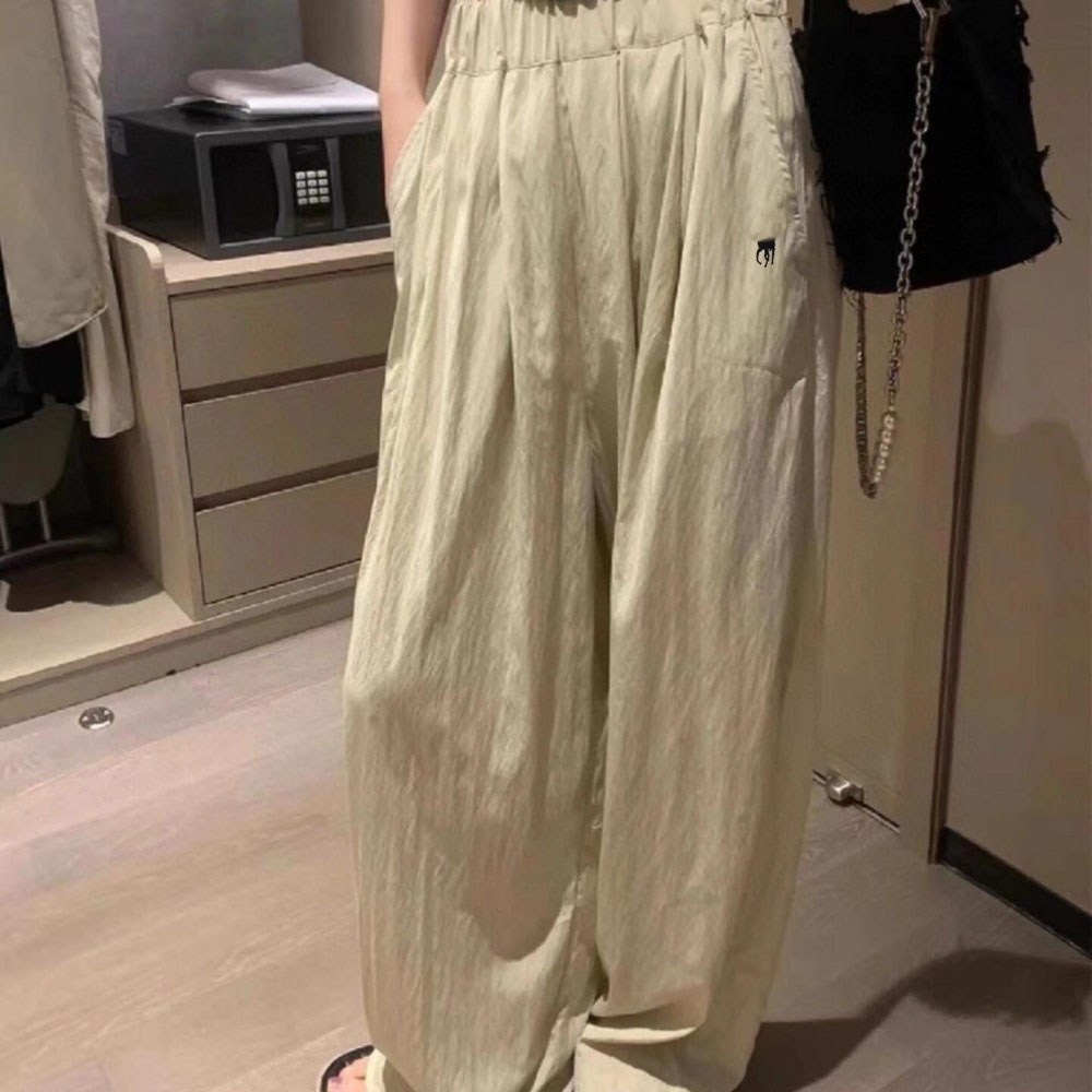 Wide Leg Pant Women 4 Color Embroidery Sun Protective Casual Style Cargo Pants Light Weight Trousers Z260314