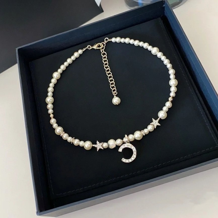 Designer Natural Freshwater Necklace Silver Star Pearl Necklace Womens Gift Fashion