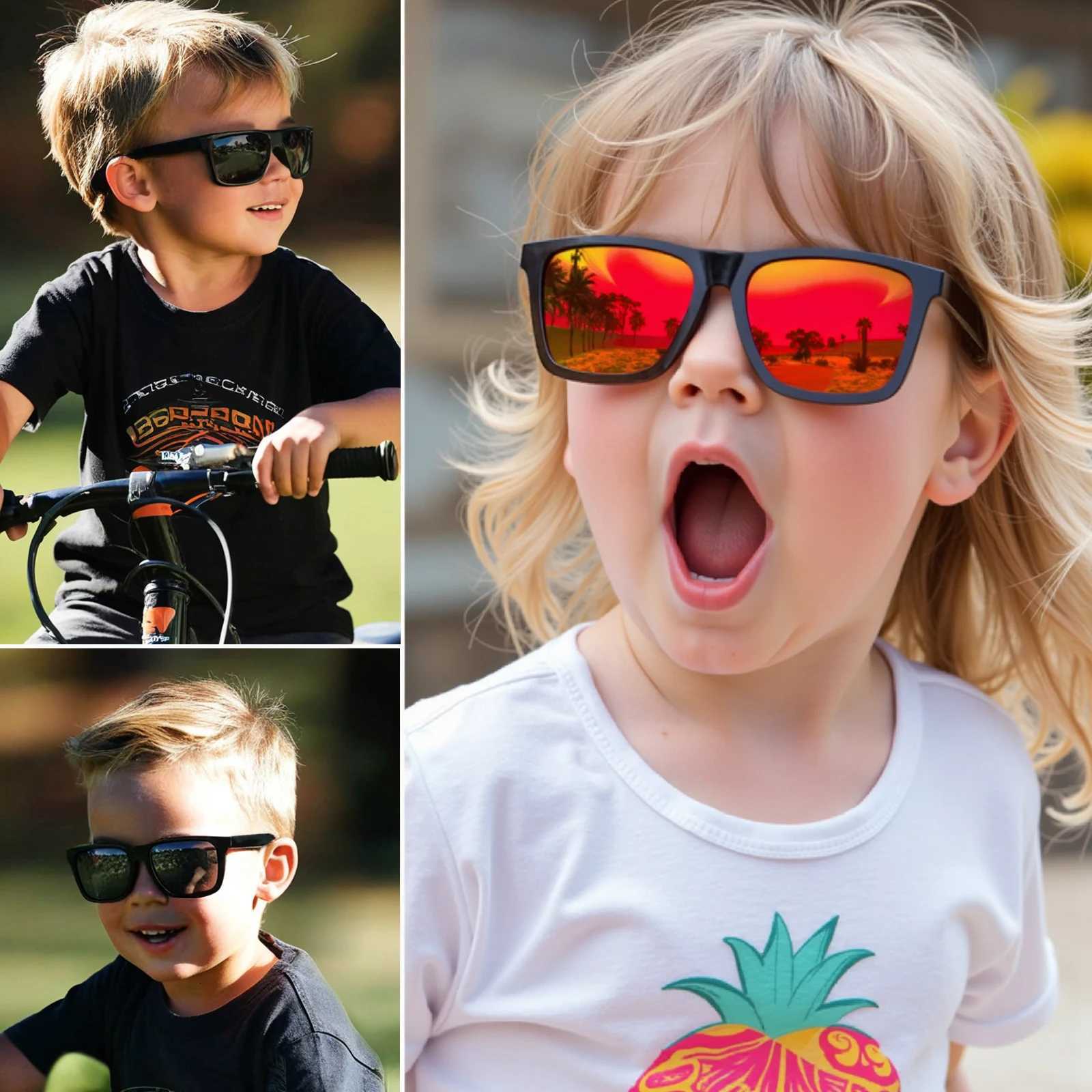 MAXI Kids Polarized Sunglasses for Boys Girls Age 3-10 UV400 Protection for Children Outdoor Sports Cycling Trendy 7706 W250709