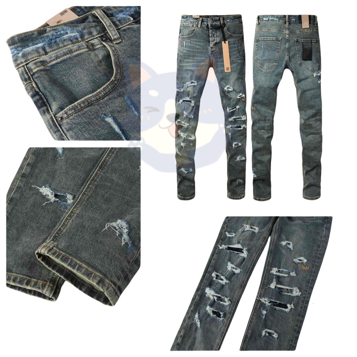 2025 New Ksubi jeans denim jeans men's pants narrow leg high waist fashion loose wide leg elastic jeans Designer Men's Vintage Ripped Straig
