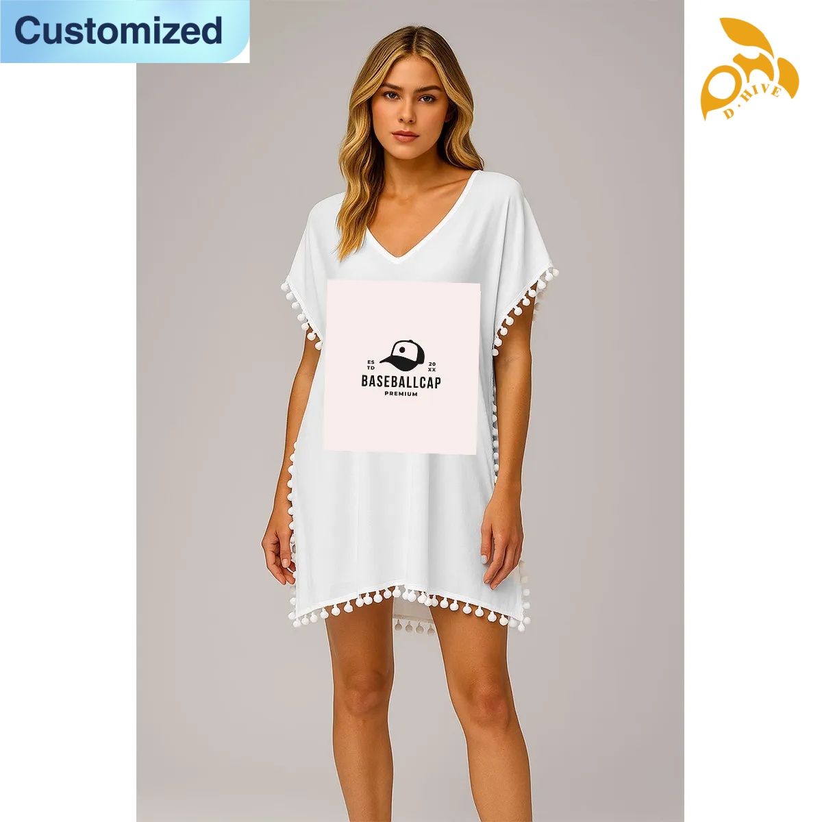 free shipping of customized super fashionable American women's chiffon beach blouse 80GSM DTF with exquisite patterns from US