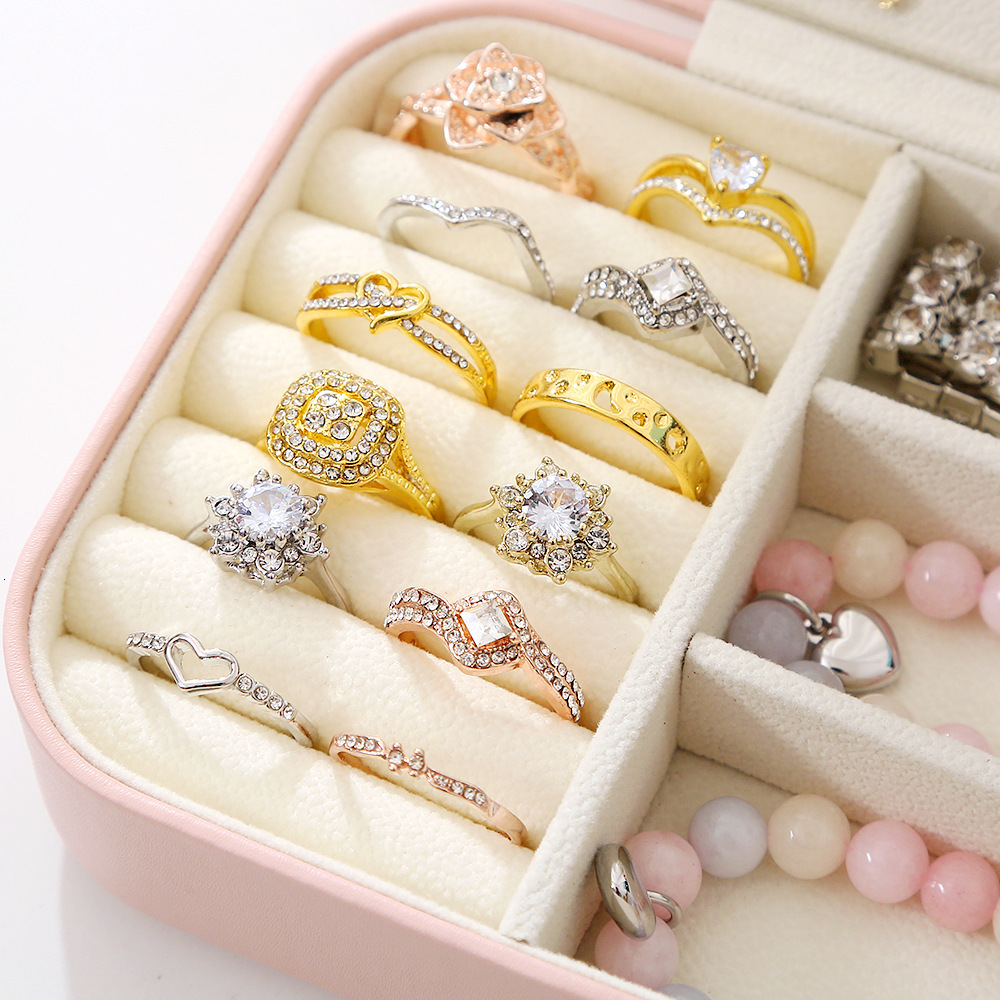 Simple Flip Travel Double Layer Portable Jewelry Box Ring Necklace Earrings Multi Layer Jewelry Storage Box