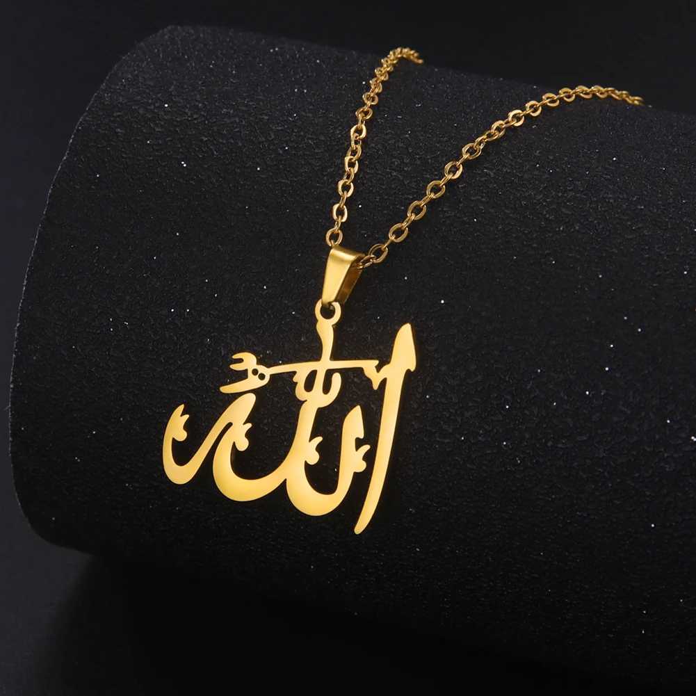 Lucktune Arabic God Allah Pendant Necklace Stainless Steel Islamic Muslim Choker Chain Necklace for Women and Men Classic Jewelry Gift W250710