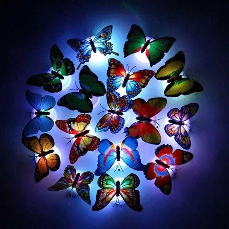Butterfly Night Lights Pasteable 3D Butterfly Wall Stickers Lamp Home Decoration Living Room Wall Sticker Lighting XJ250710