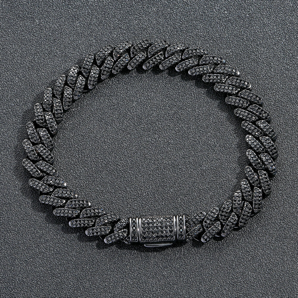 Black Zircon 10-13-15-20mm Dia Cuban Chain Trendy Brand Personality Hip Hop Necklace